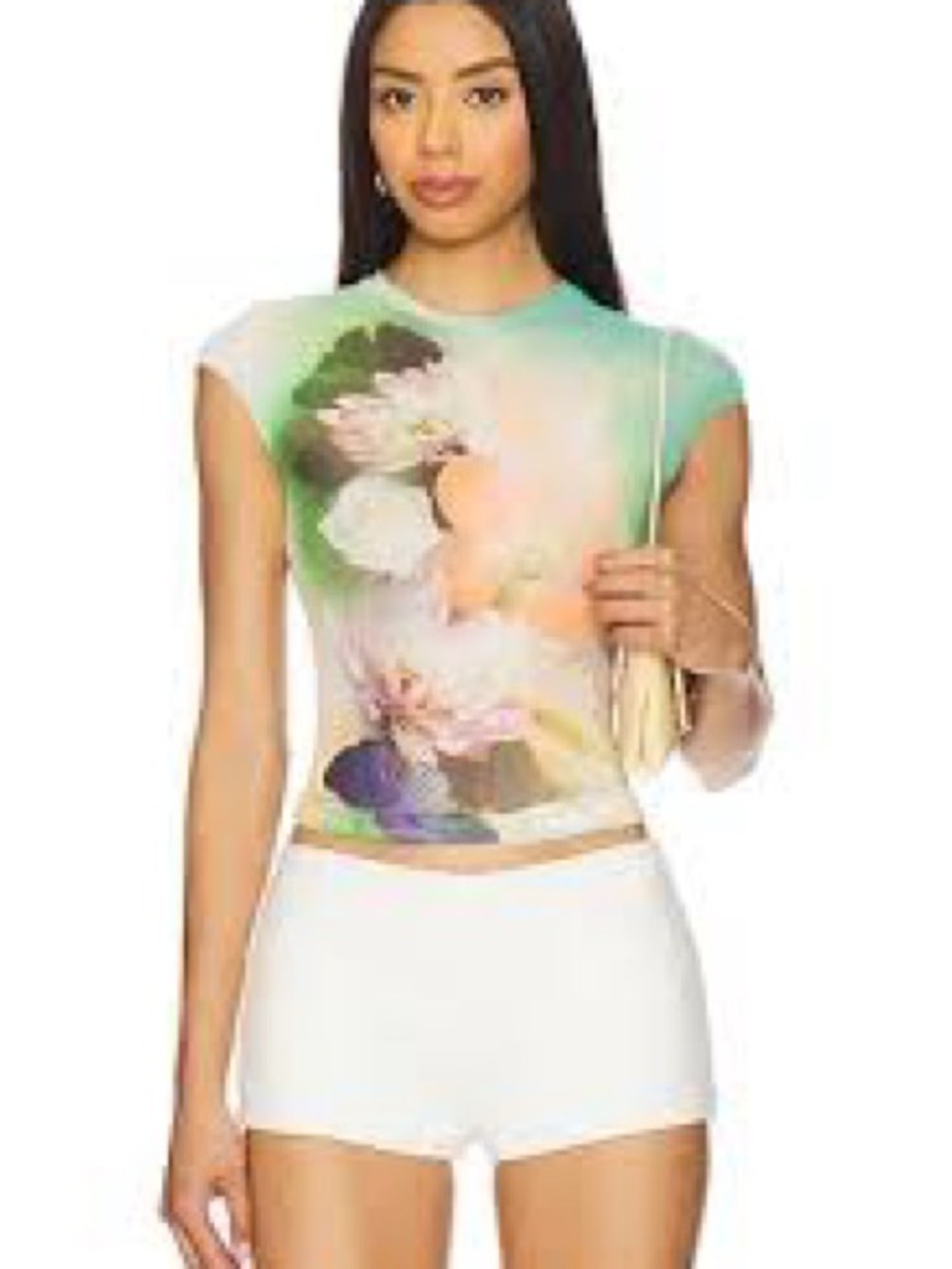 AFRM Mint Green Floral Cap-Sleeve Top